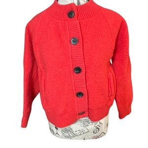 Jones New York Vibrant Red Wool Cardigan